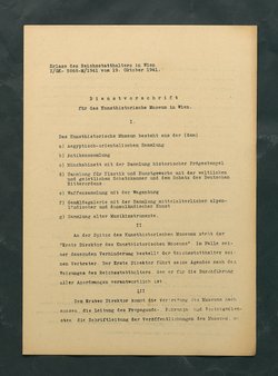 Dienstvorschrift für das Kunsthistorische Museum in Wien
