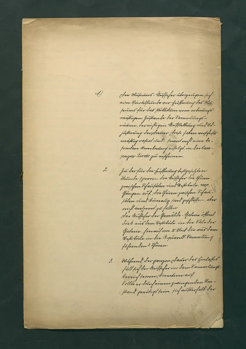 handschriftliche Dienstordnung für Museumsaufseher