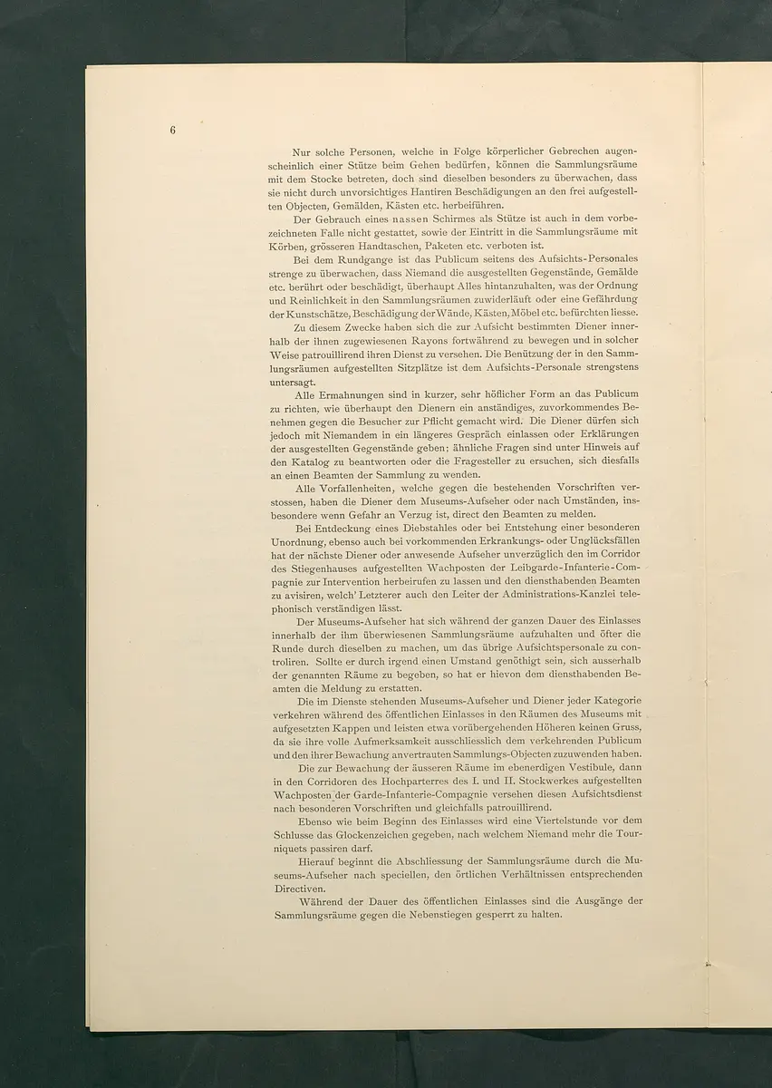 Bestimmungen für den Dienstbetrieb in den kunsthistorischen Sammlungen des Allerhöchsten Kaiserhauses