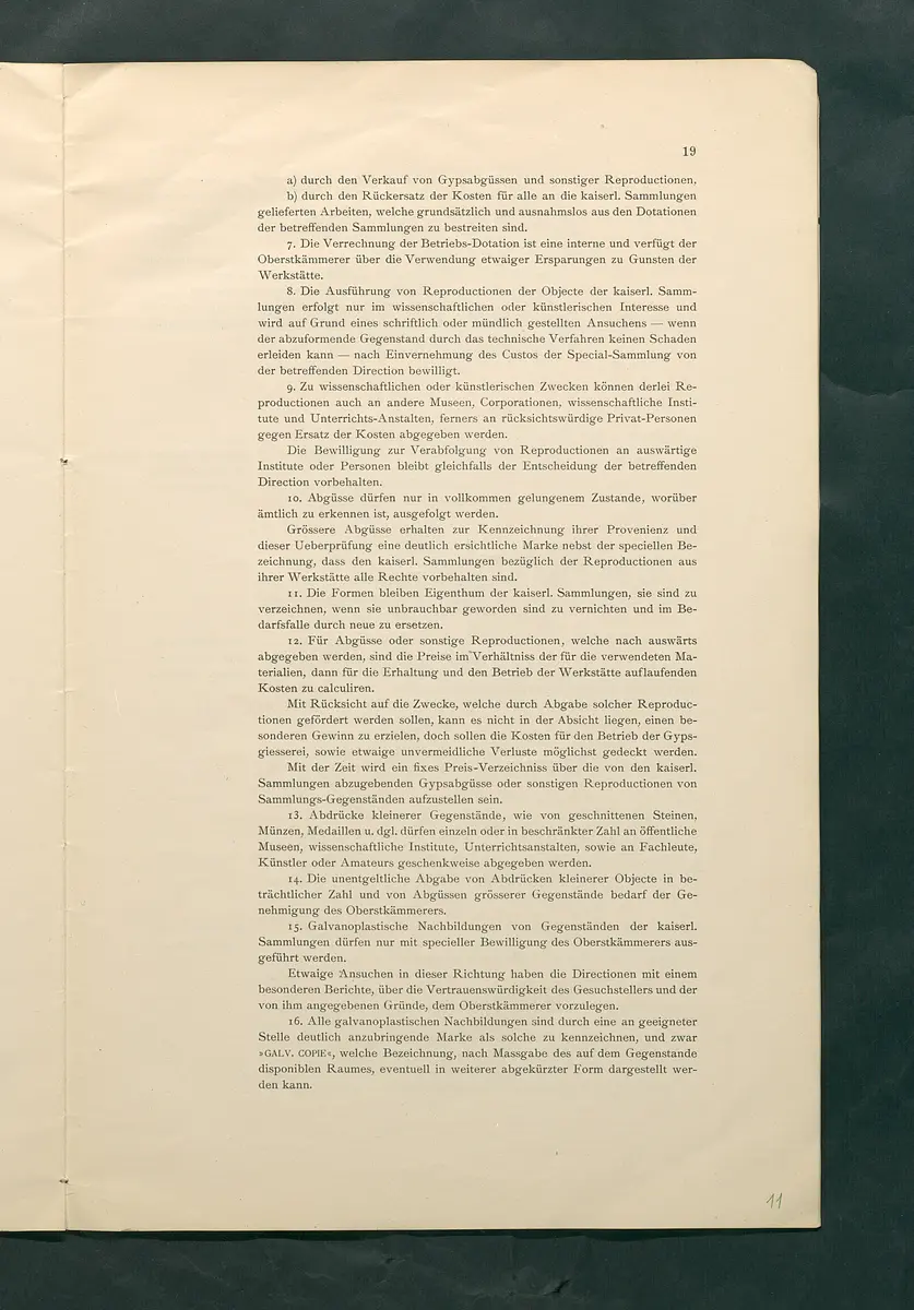 Bestimmungen für den Dienstbetrieb in den kunsthistorischen Sammlungen des Allerhöchsten Kaiserhauses