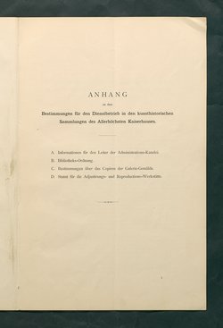 Bestimmungen für den Dienstbetrieb in den kunsthistorischen Sammlungen des Allerhöchsten Kaiserhauses