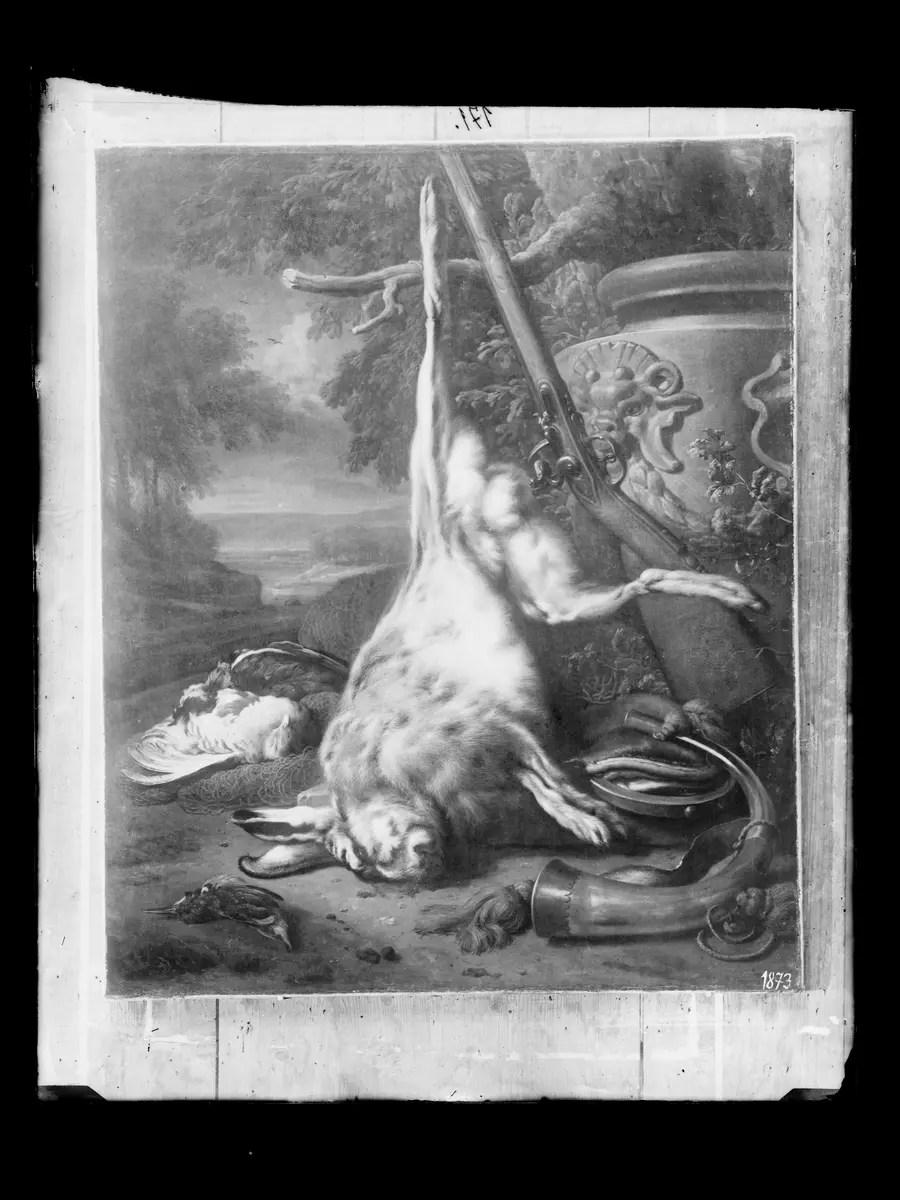 Still-Leben mit totem Hasen