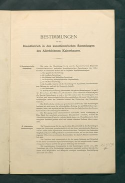 Bestimmungen für den Dienstbetrieb in den kunsthistorischen Sammlungen des Allerhöchsten Kaiserhauses