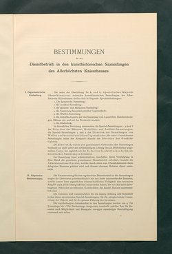 Bestimmungen für den Dienstbetrieb in den kunsthistorischen Sammlungen des Allerhöchsten Kaiserhauses