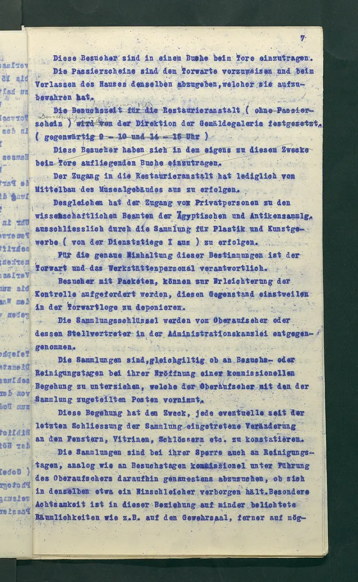 Dienstbestimmungen für das Aufsichtspersonal in den Sammlungen