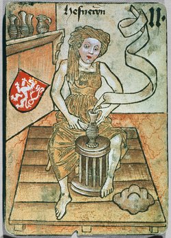 Spielkarte, Böhmen, Hafnerin (Zwei), aus dem sog. Hofämterspiel