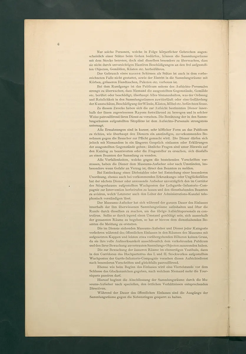 Bestimmungen für den Dienstbetrieb in den kunsthistorischen Sammlungen des Allerhöchsten Kaiserhauses