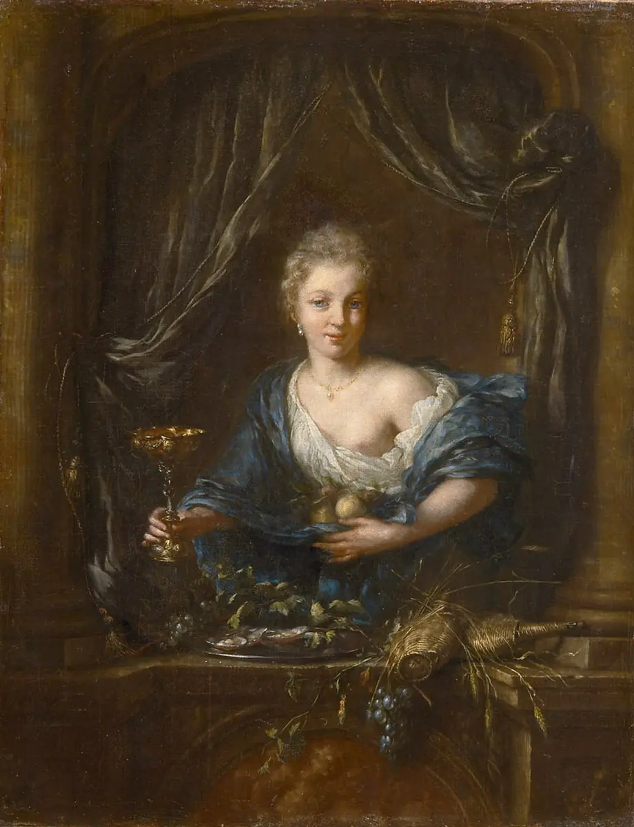 Mädchen mit Pokal am Fenster