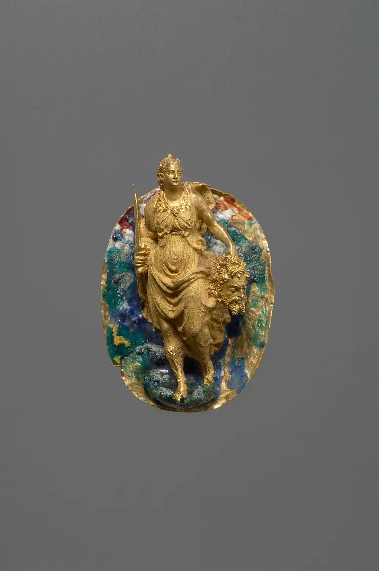 Hutmedaillon (?) mit Judith mit dem Haupt des Holofernes