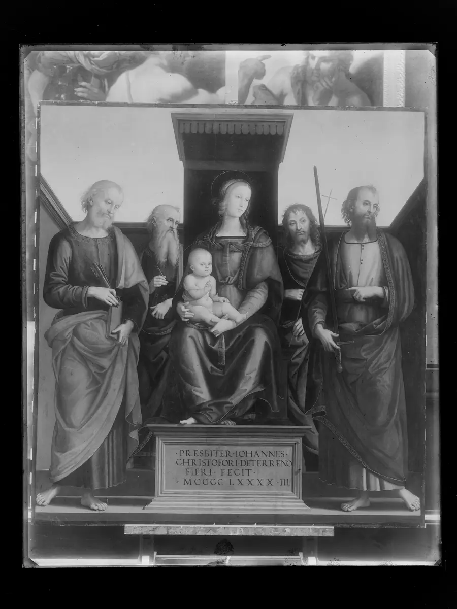 Maria mit Kind und den hll. Petrus, Johannes Evangelist (?), Johannes d. Täufer und Paulus