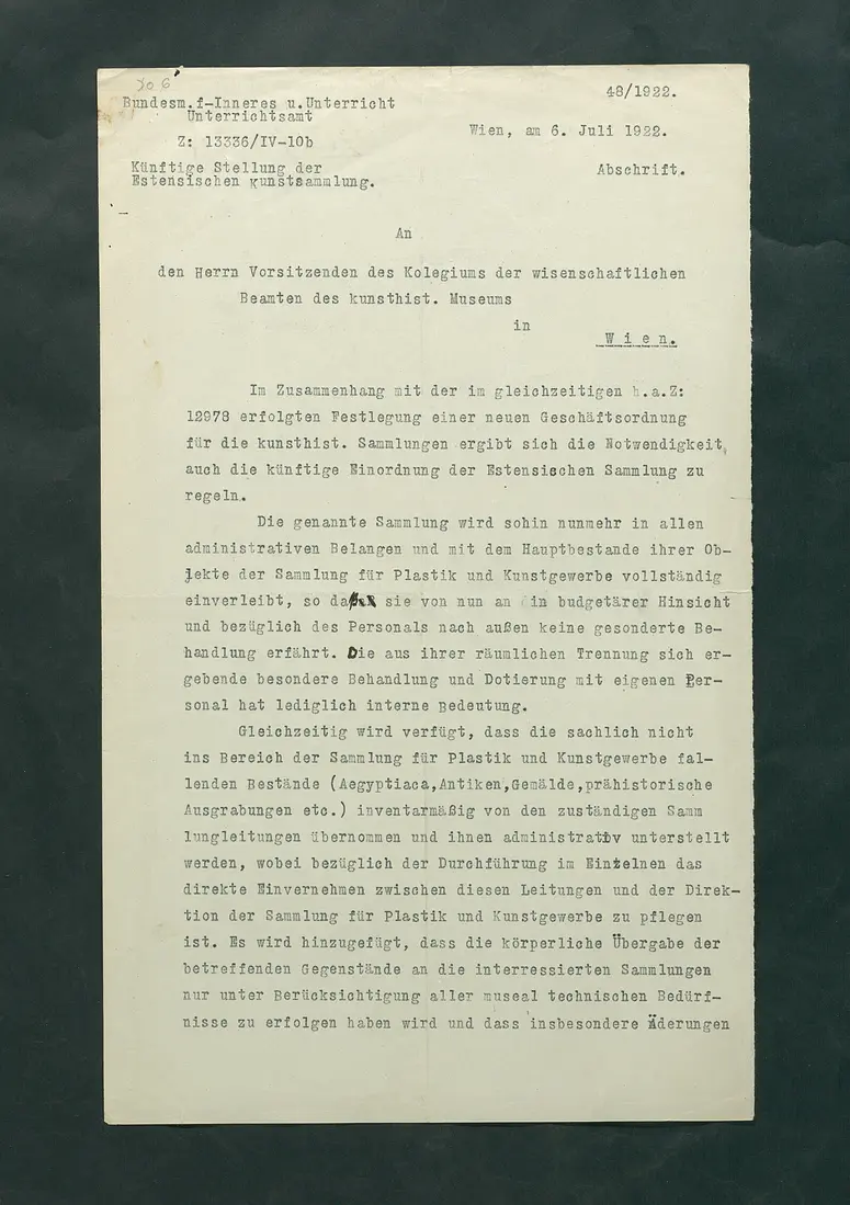 Künftige Stellung der Estensischen Sammlung