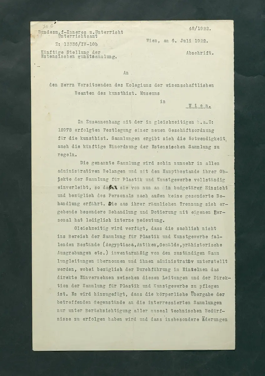Künftige Stellung der Estensischen Sammlung