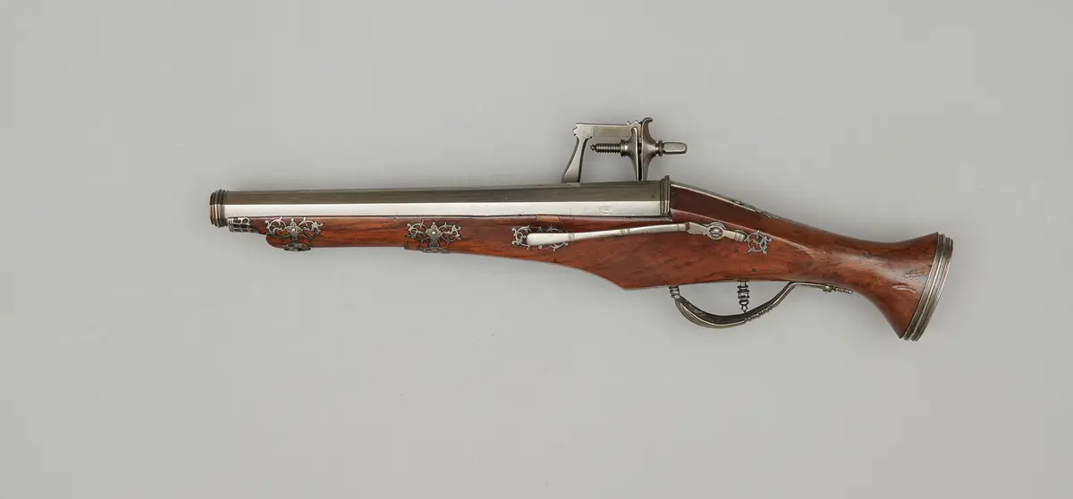 Kleine Radschlosspistole, so genannter “Fäustling” (Faustrohr)