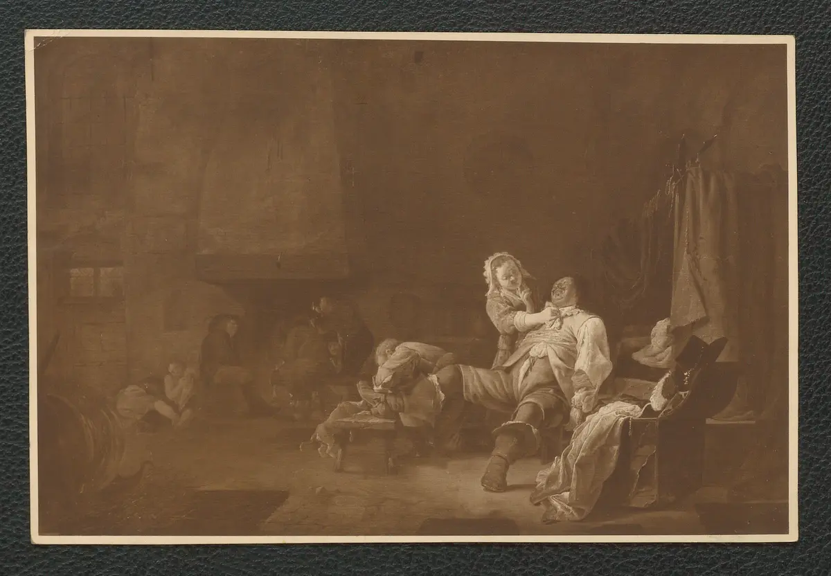 Gerard Douw: Szene in einer Herberge. Öl-Holz 41,5 x 62 cm