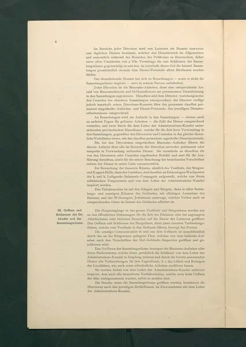 Bestimmungen für den Dienstbetrieb in den kunsthistorischen Sammlungen des Allerhöchsten Kaiserhauses