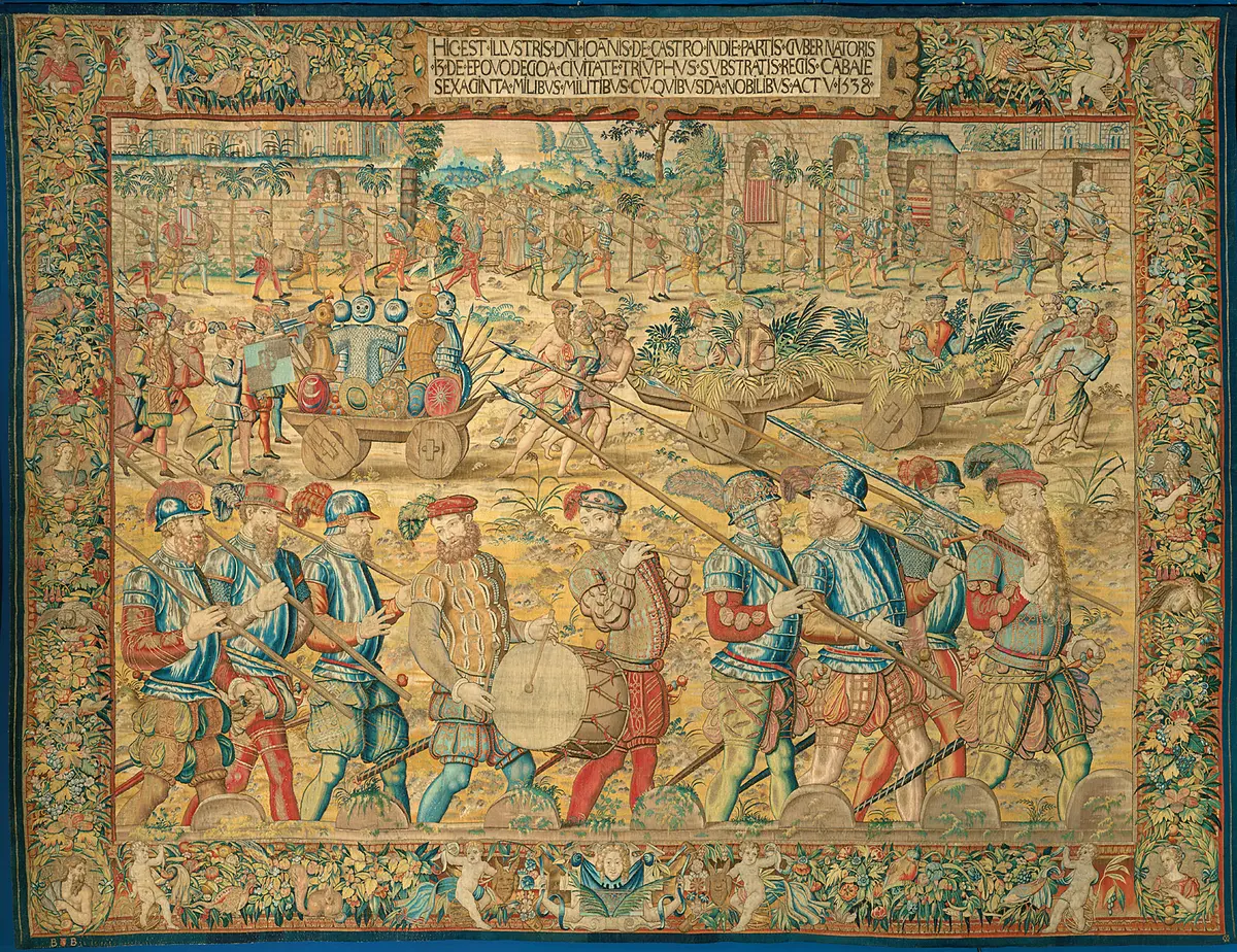 Fortsetzung des Triumphzuges: Vorführung der erbeuteten Rüstungen und Waffen