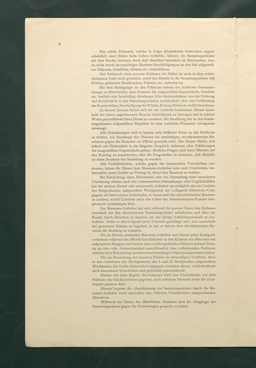 Bestimmungen für den Dienstbetrieb in den kunsthistorischen Sammlungen des Allerhöchsten Kaiserhauses