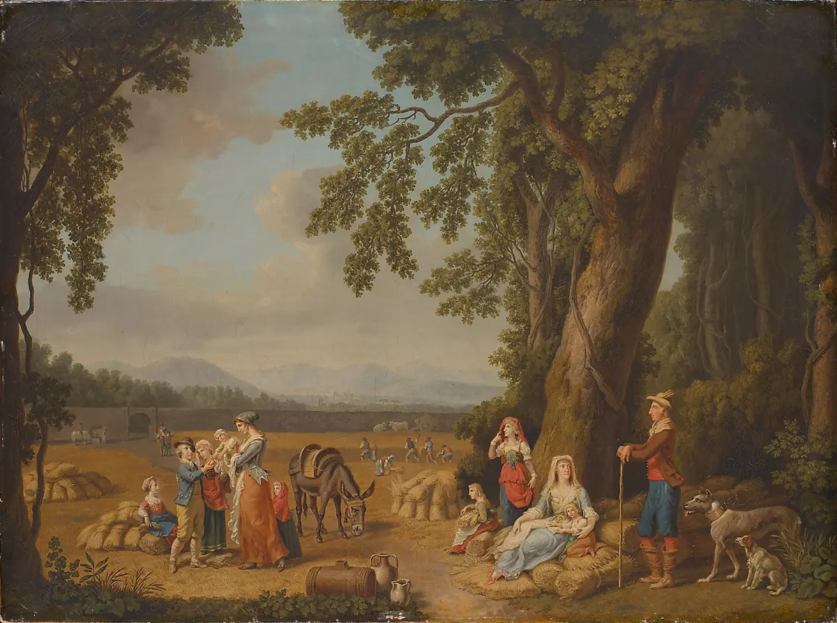 Ferdinand I. mit Gemahlin und Kindern bei der Ernte