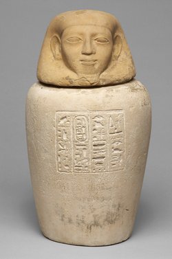 Kanope der Tjes-bastet-peret mit Deckel in Form eines Menschenkopfes