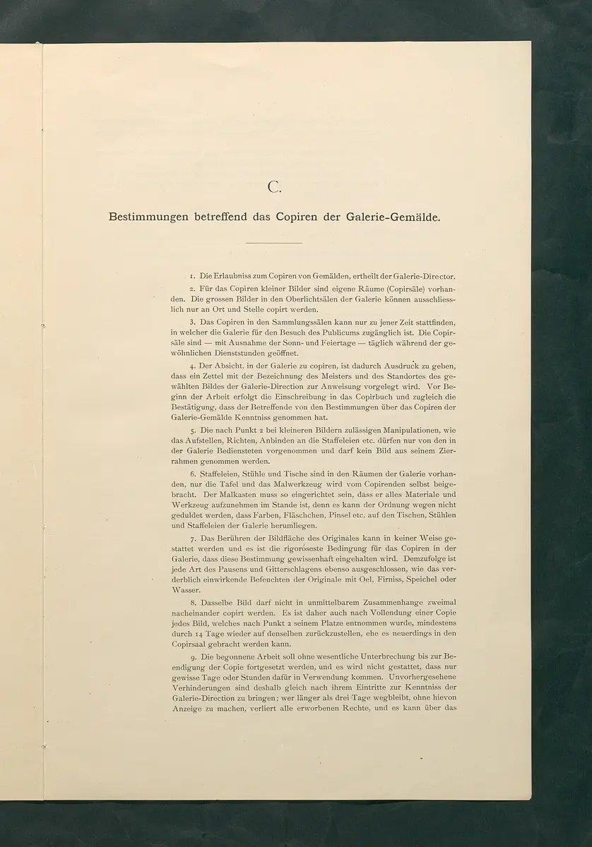 Bestimmungen für den Dienstbetrieb in den kunsthistorischen Sammlungen des Allerhöchsten Kaiserhauses