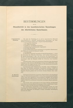 Bestimmungen für den Dienstbetrieb in den kunsthistorischen Sammlungen des Allerhöchsten Kaiserhauses