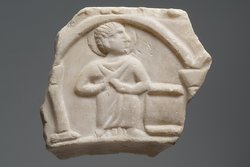 Tischplattenfragment: Christus mit Nimbus