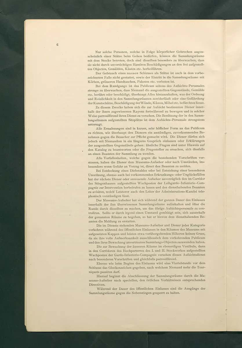 Bestimmungen für den Dienstbetrieb in den kunsthistorischen Sammlungen des Allerhöchsten Kaiserhauses