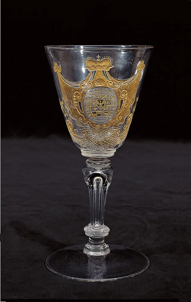 Pokal mit vergoldetem Wappen von Brandenburg-Ansbach