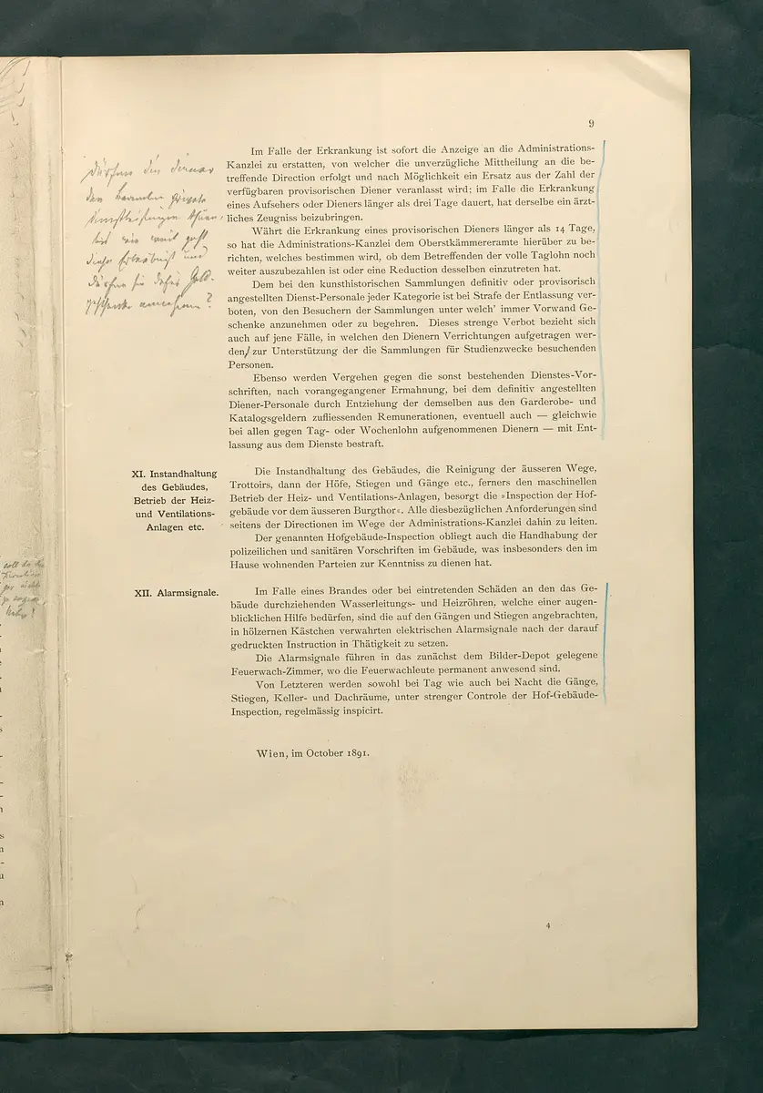 Bestimmungen für den Dienstbetrieb in den kunsthistorischen Sammlungen des Allerhöchsten Kaiserhauses
