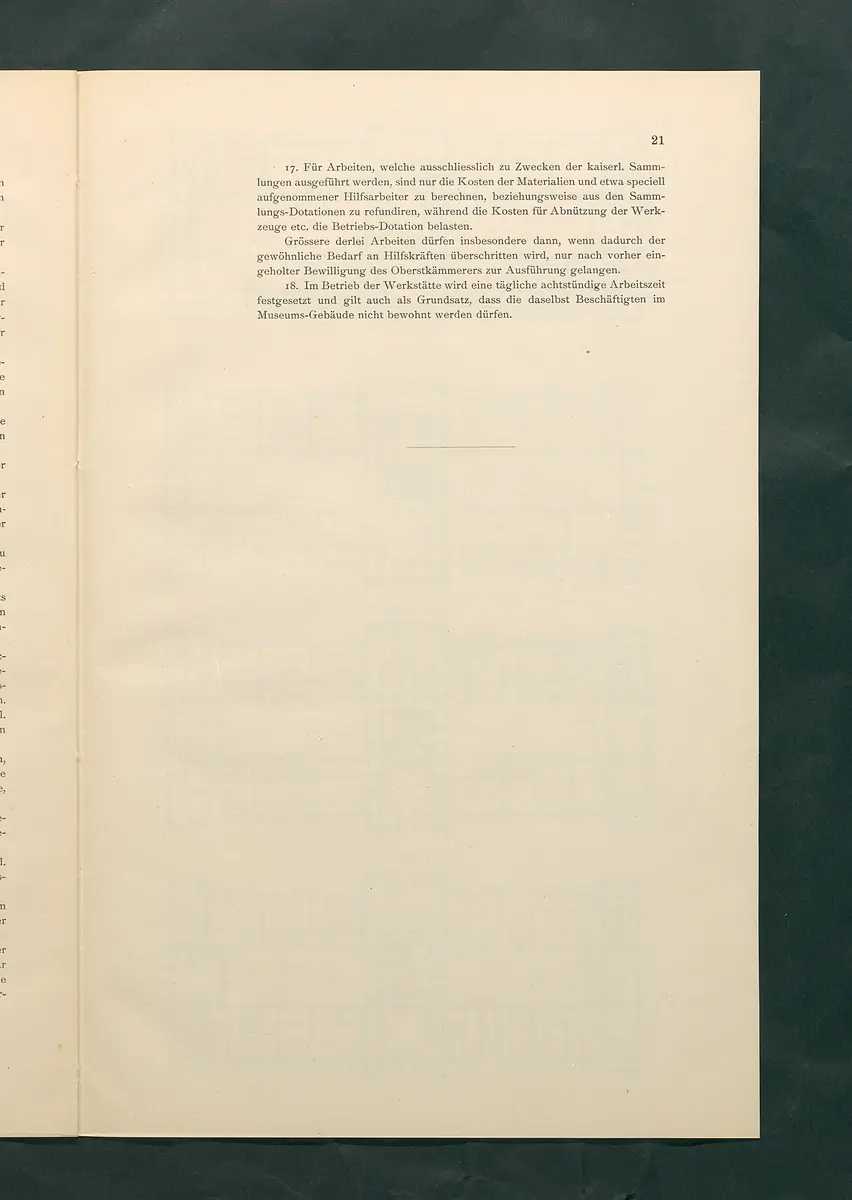 Bestimmungen für den Dienstbetrieb in den kunsthistorischen Sammlungen des Allerhöchsten Kaiserhauses