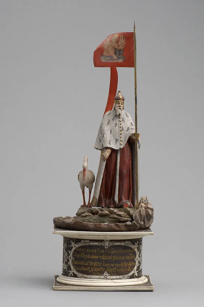 Statuette, Figur, Schnitzarbeit, Elfenbeinarbeit, Doge Pasquale Cicogna