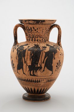 Herakles und Amazonen (A), Dionysos (B)