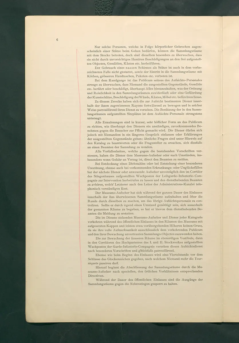 Bestimmungen für den Dienstbetrieb in den kunsthistorischen Sammlungen des Allerhöchsten Kaiserhauses