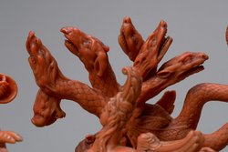 Statuette; Skulptur, Koralle, Naturalie, Herkules im Kampf mit der Hydra