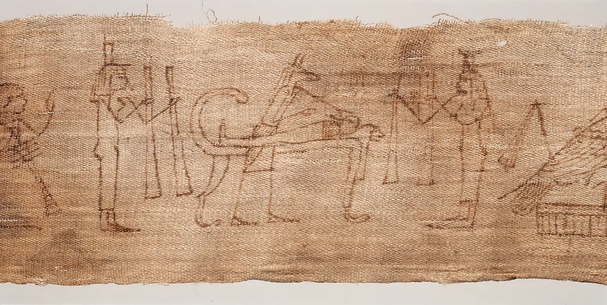 Mumienbinde, Zeichnungen auf Leinenrolle