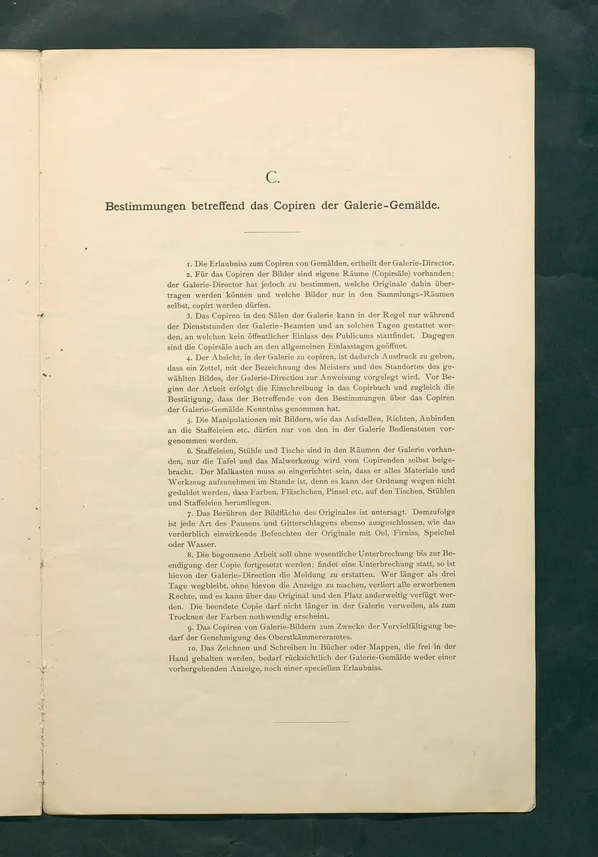 Bestimmungen für den Dienstbetrieb in den kunsthistorischen Sammlungen des Allerhöchsten Kaiserhauses