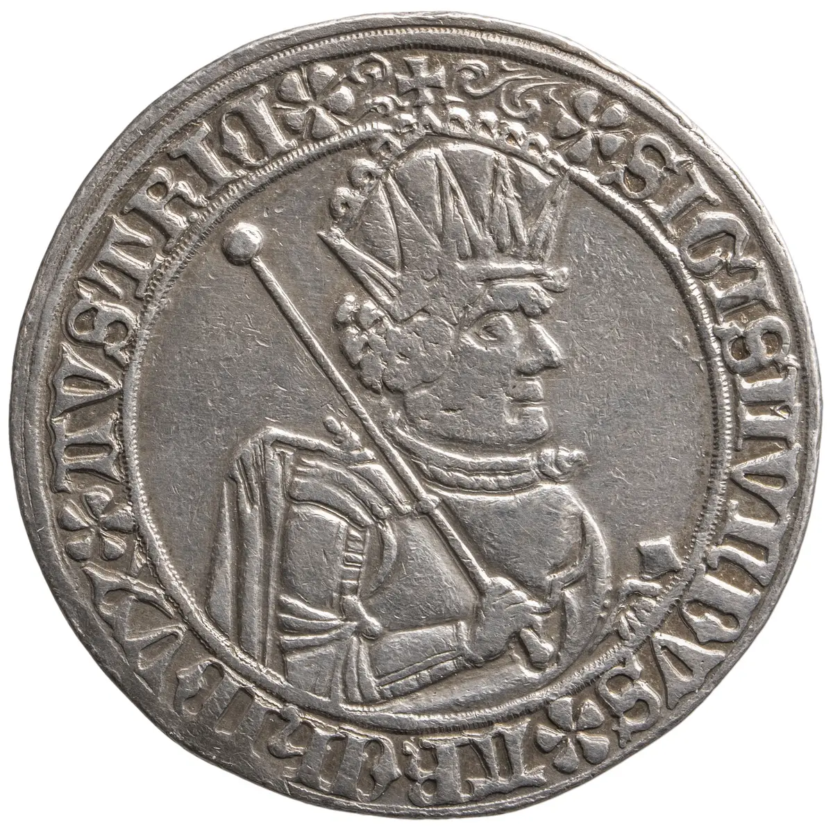 Ehg. Sigismund, Guldiner, geharnischtes Brustbild, Turnierreiter