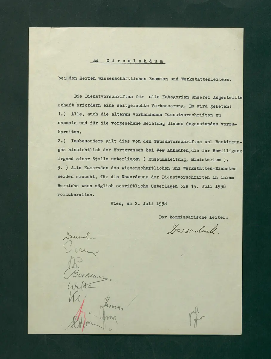Zirkular betreffend Neuordnung der Dienstvorschriften