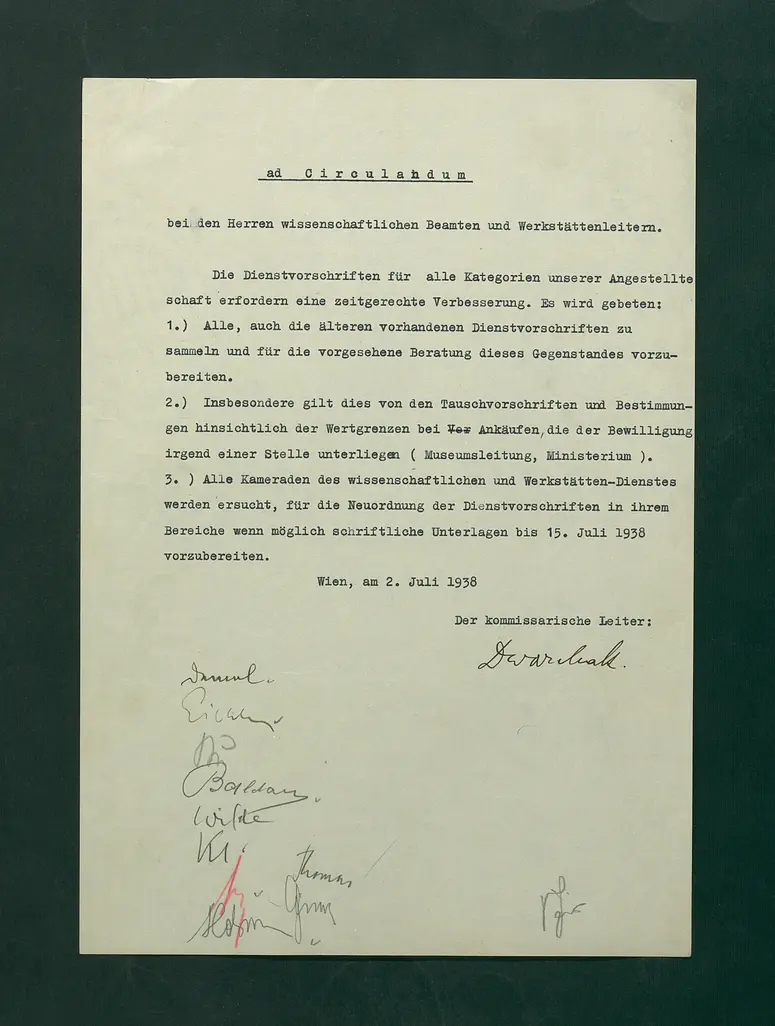 Zirkular betreffend Neuordnung der Dienstvorschriften