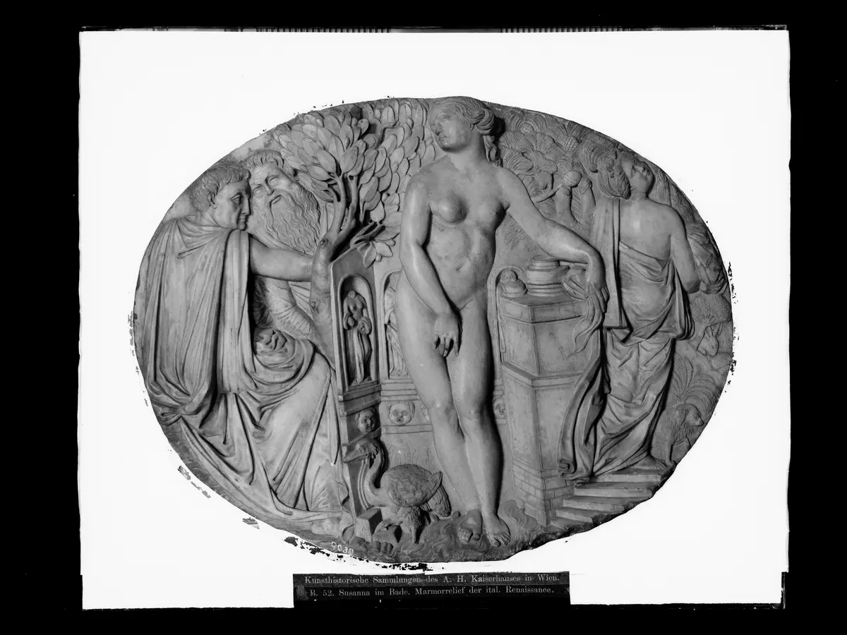Susanna im Bade, Marmorrelief = Susanna und die beiden Alten
