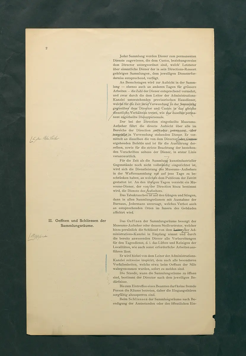 Bestimmungen für den Dienstbetrieb in den Sammlungen des Allerhöchsten Kaiserhauses wie solche mit der Eröffnung der Waffensammlung provisorisch zur Anwendung zu kommen haben