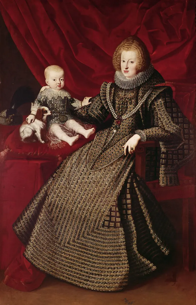 Infantin Maria Anna (1606-1646), Kaiserin, in ganzer Figur mit ihrem erstgeborenen Sohn Ferdinand (1633-1654)