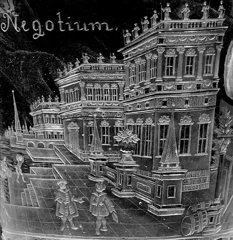 Deckelpokal mit Hafenansicht und Kauffahrteiszenen