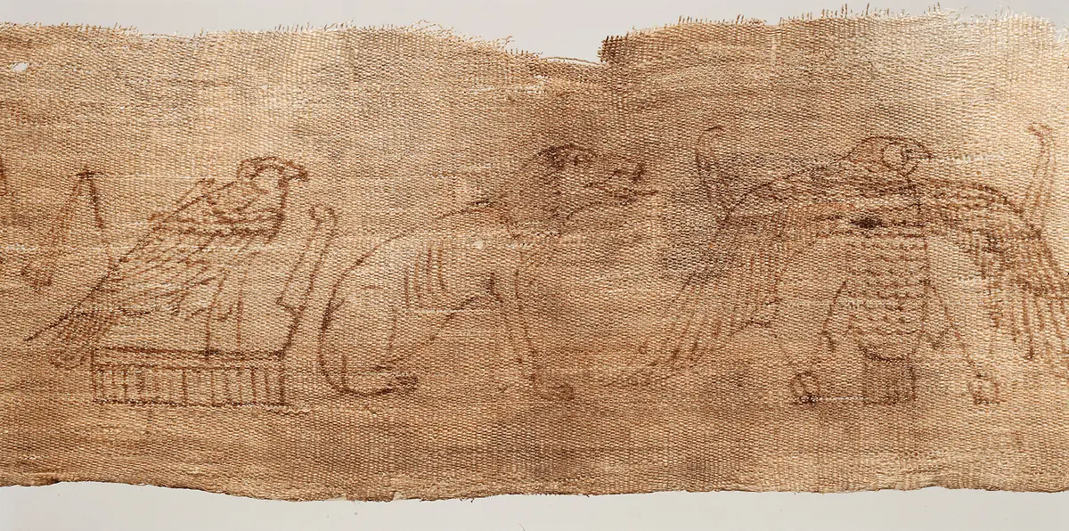Mumienbinde, Zeichnungen auf Leinenrolle