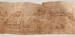 Mumienbinde, Zeichnungen auf Leinenrolle