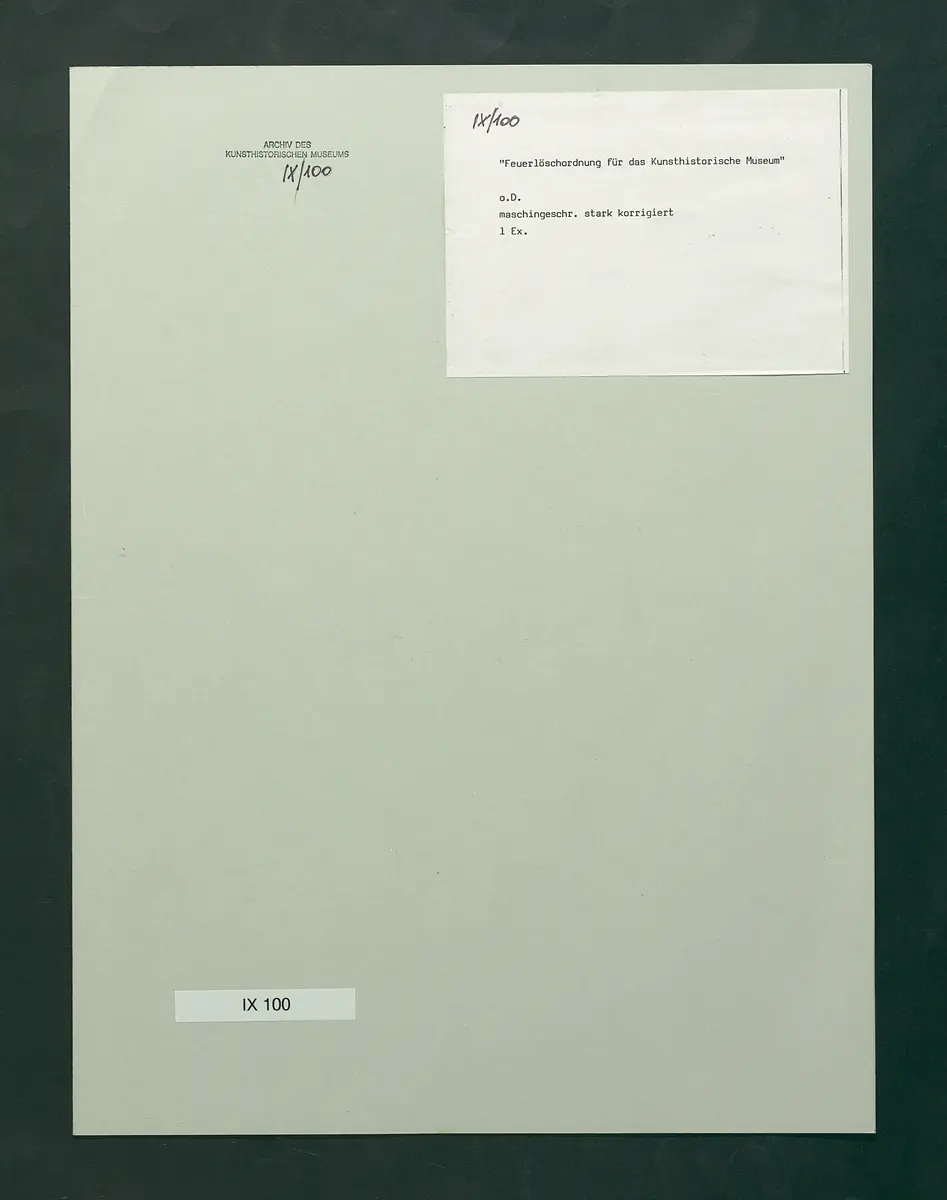 Feuerlöschordnung für das Kunsthistorische Museum