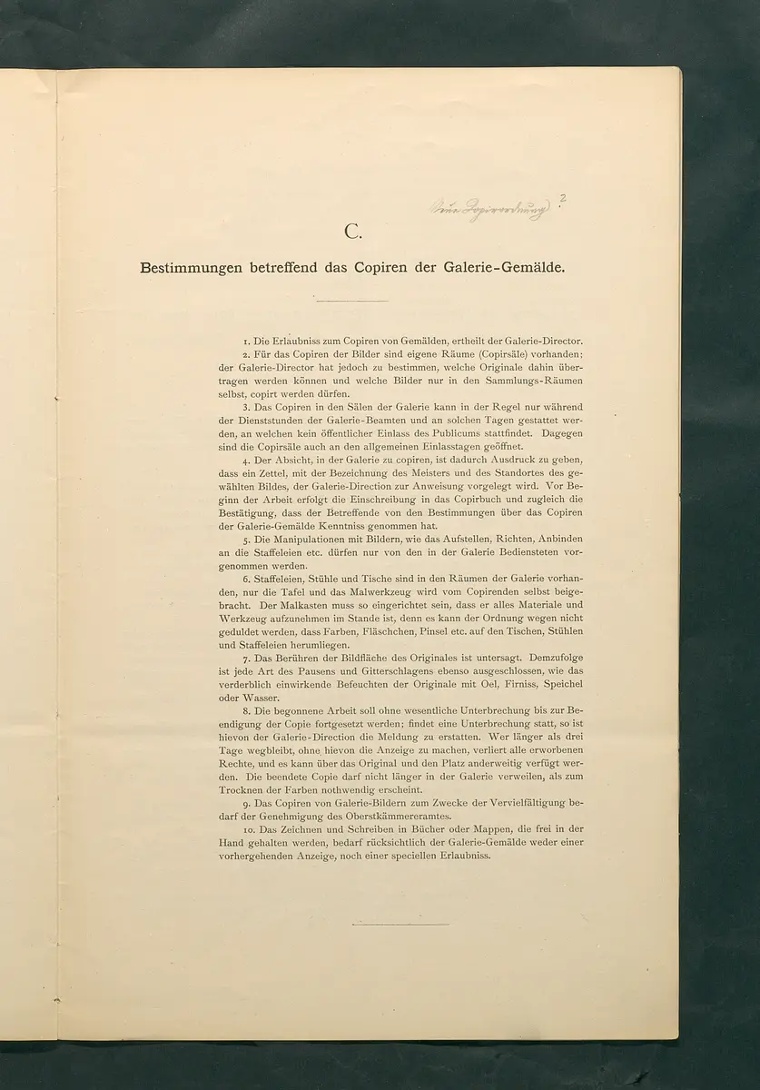Bestimmungen für den Dienstbetrieb in den kunsthistorischen Sammlungen des Allerhöchsten Kaiserhauses