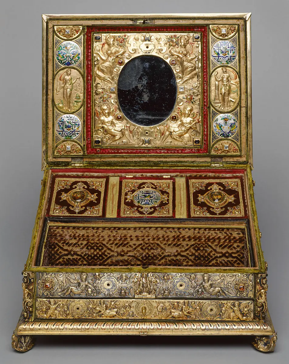 Nähkästchen der Erzherzogin Claudia von Medici (mit Polster zum Spitzenklöppeln)