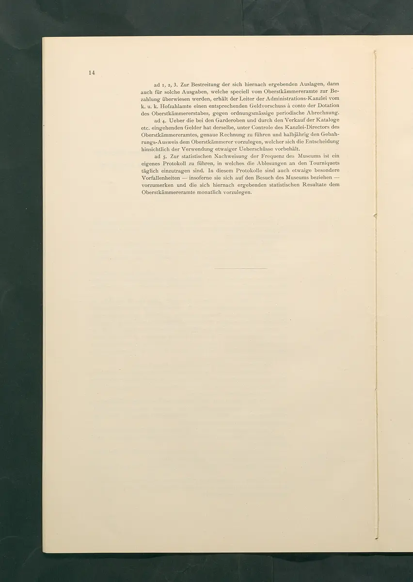 Bestimmungen für den Dienstbetrieb in den kunsthistorischen Sammlungen des Allerhöchsten Kaiserhauses