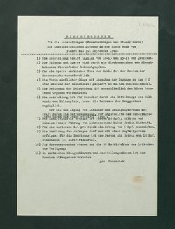 Dienstordnung für Ausstellungen (Neuerwerbungen und Wiener Forum) des Kunsthistorischen Museums in der Neuen Burg vom 3. März bis 30. September 1940